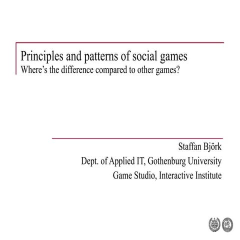 Principles and patterns of social games
