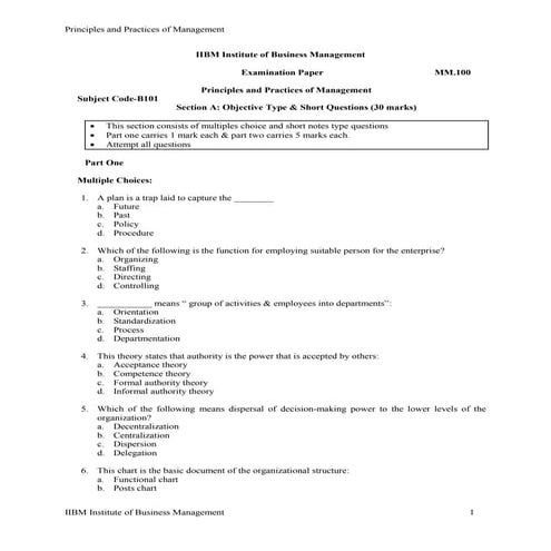 Principles and practices of management 250613