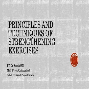 Principles and techniques of strengthening exercise 