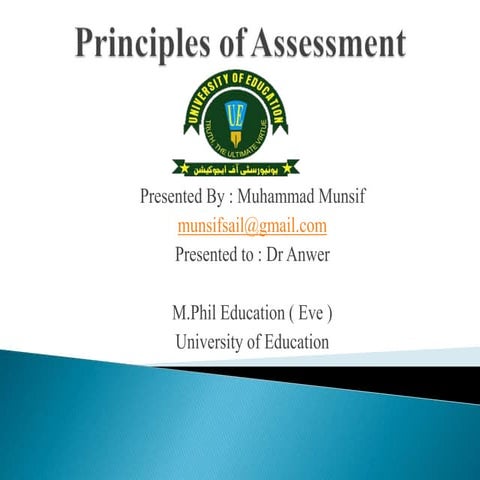 Principles of assessment