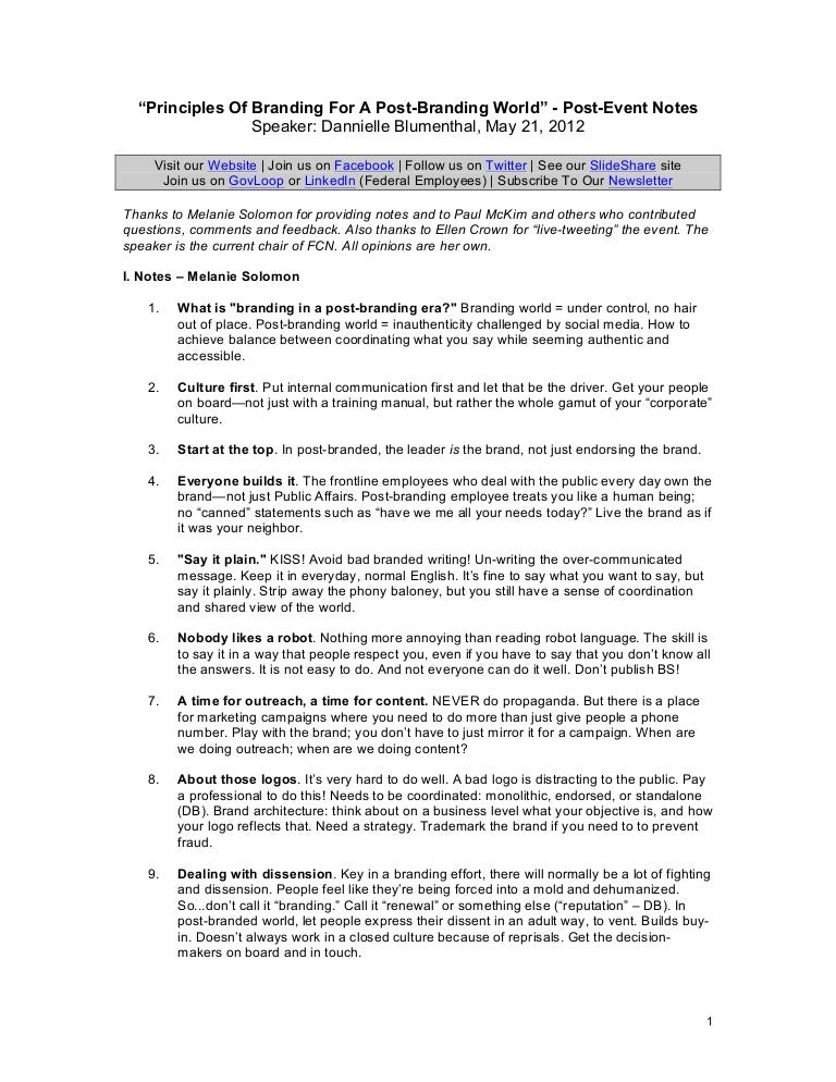 Principles Of Branding For A Post Branding World