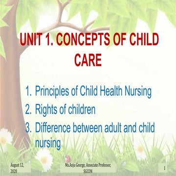 Principles of child health nursing, rights of children , difference between c...