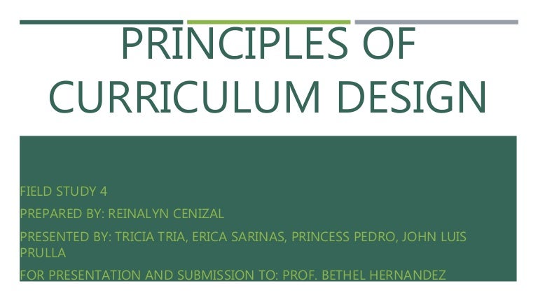 Principles of Curriculum Design