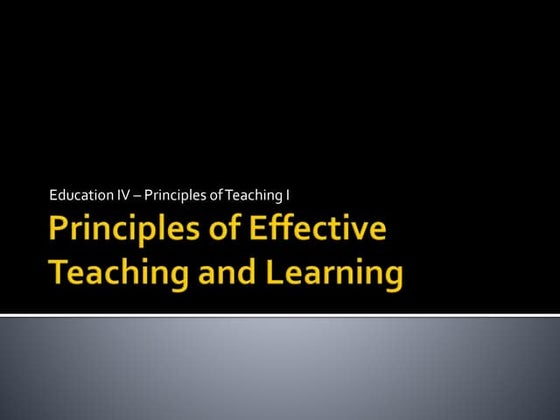 Twelve principles of effective teaching and learning | PDF