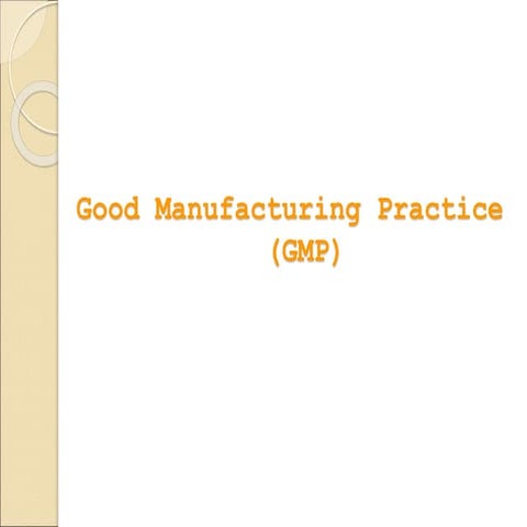 Principles of GMP Training Module Program