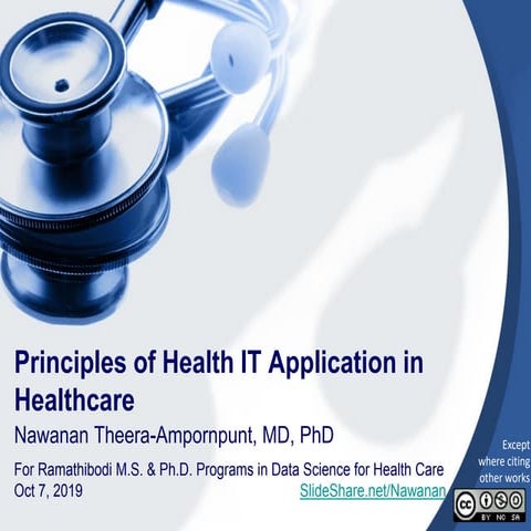 Principles of Health IT Application in Healthcare (October 7, 2019)