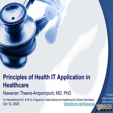 Principles of Health IT Application in Healthcare (October 12, 2020)