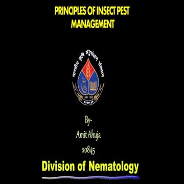 Principles of insect pest management 