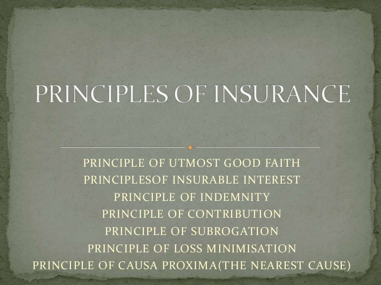 Principles of insurance