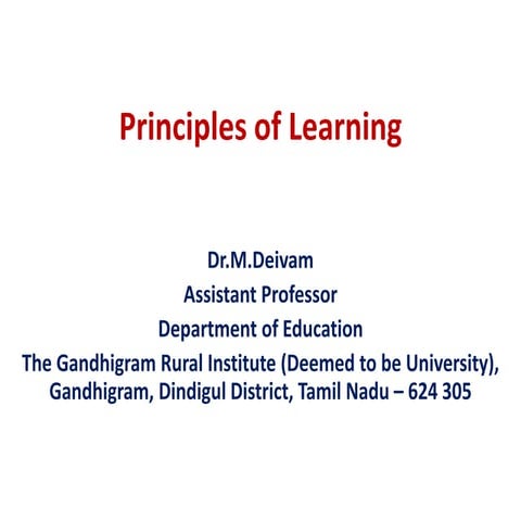 Principles of learning