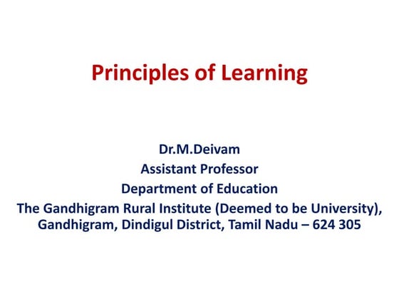 Principles of Learning | PPT