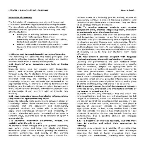 Principles of learning handouts