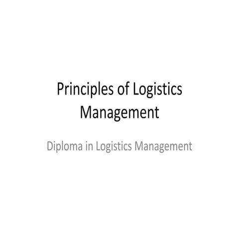 Principles Of Logistics Management