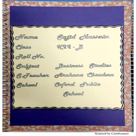 Principles of management - 1 Business Studies Project Class 12 