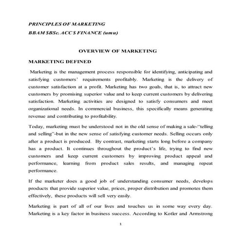 Principles of marketing notes umu | DOCX
