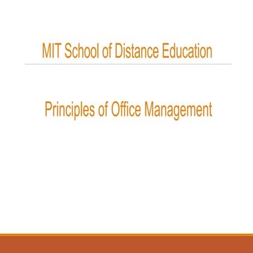 Principles of Office Management - MIT School of Distance Education  