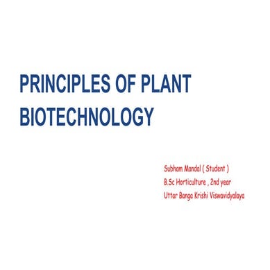 Principles of Plant Biotechnology