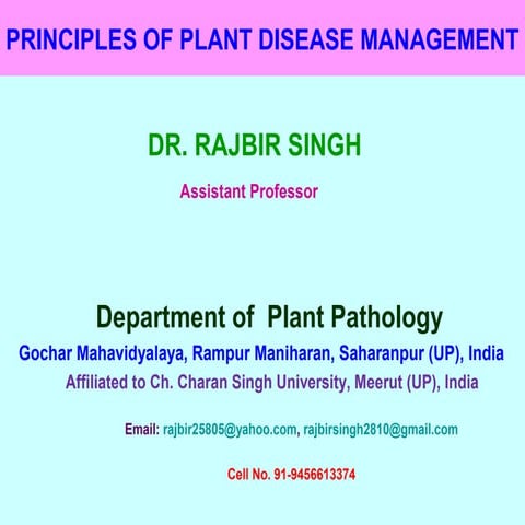 Principles of plant disease management
