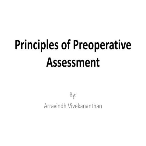Principles of preoperative assessment