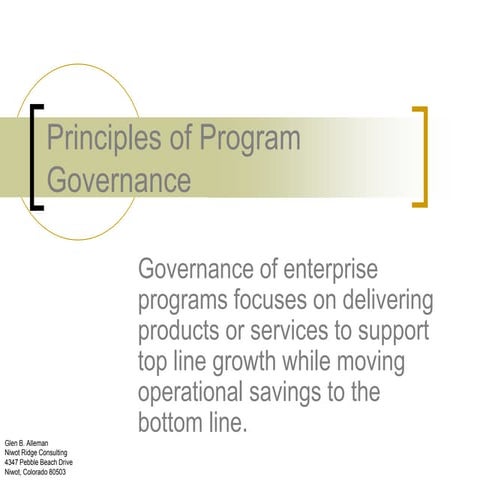Principles of program governance