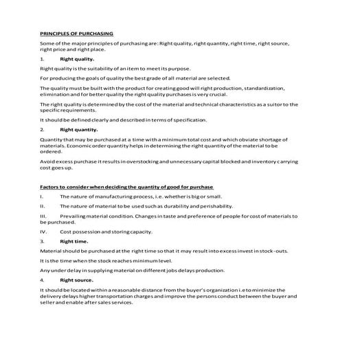 Principles of purchasing