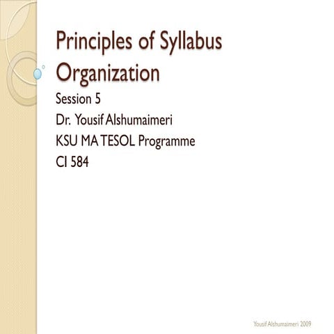 Principles of syllabus organization 1