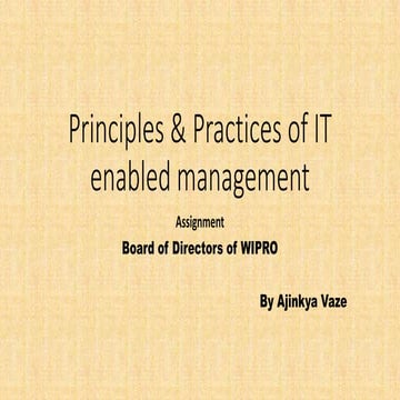 Principles &amp; practices of it enabled management