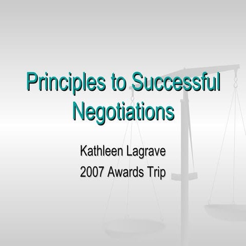 Principles to successful negotiations