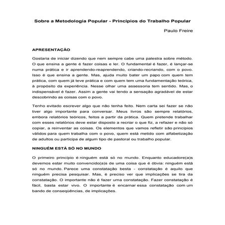 Princípios do trabalho popular