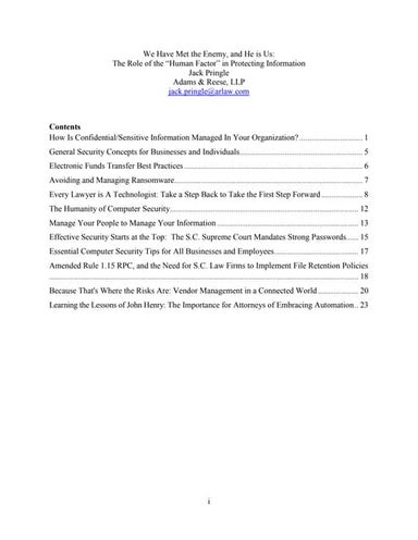 We Have Met the Enemy, and He is Us: The Role of the "Human Factor" in Protec...