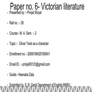 P. 6. Oliver Twist as a character. 