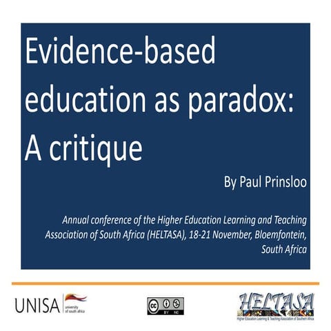 Evidence-based education as paradox: a critique