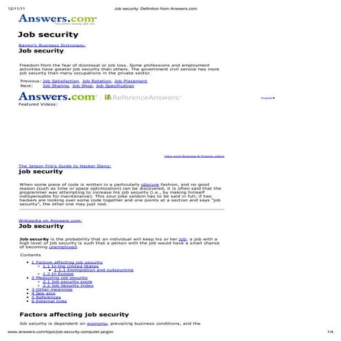 Job security | PDF