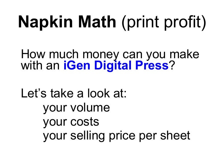 Print Profit Napkin Math