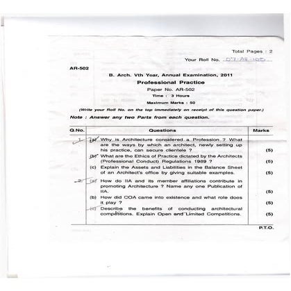 jamia millia islamia- Professional practice Question papers