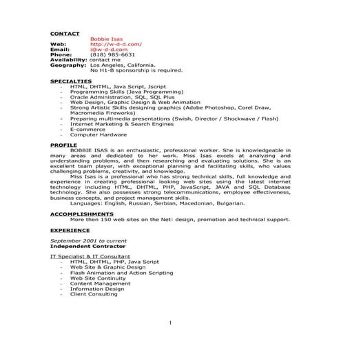 Printable Resume 2