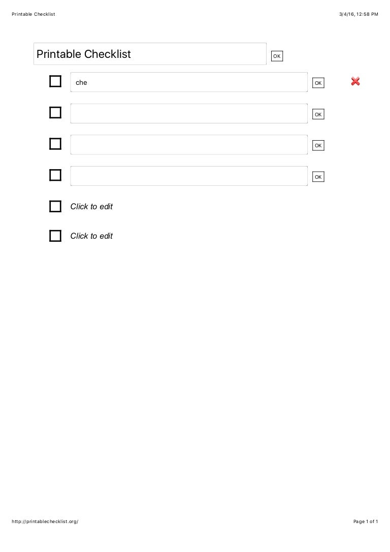 Printable checklist