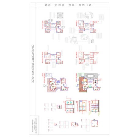 Print farm house flooring , ceiling , furniture layout model