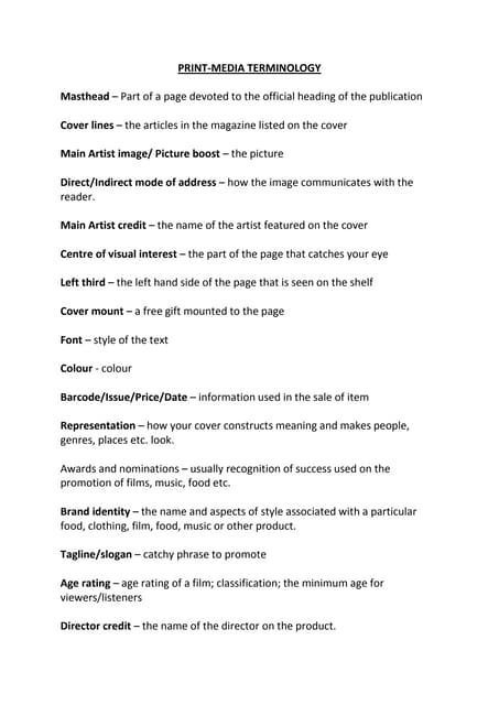 Print glossary