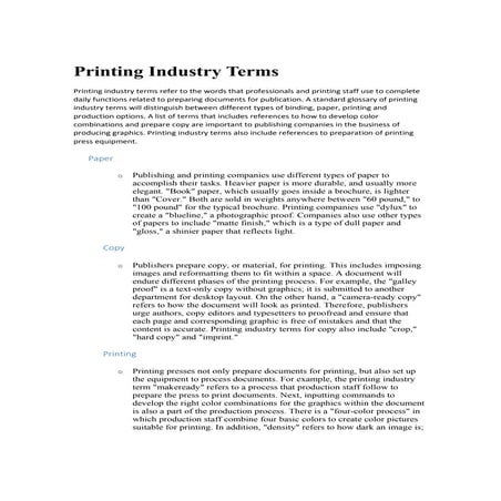 Printing industry terms | PDF