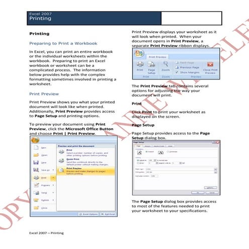 Excel 2007 - Printing