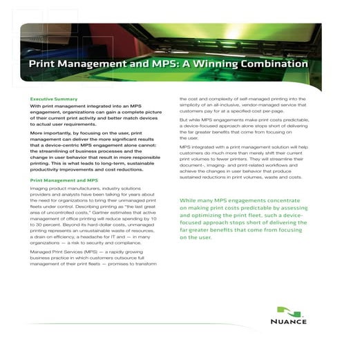 Print Management and MPS - A Winning Combination