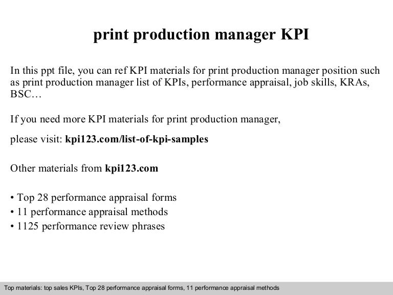 print production manager resumes