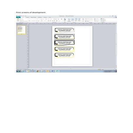 Print screens of development