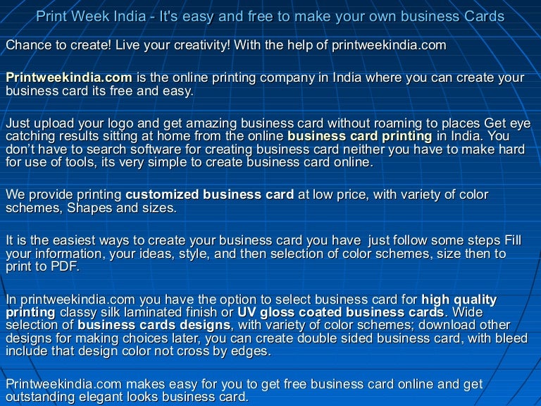 print week india it s easy and free to make your own business cards