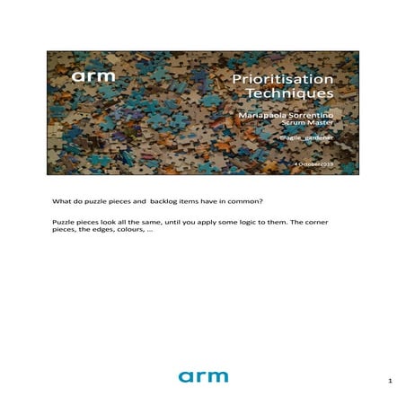 Prioritisation techniques tutorial Agile Cambridge 2019