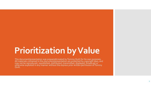 Prioritization by value (DevOps, Scrum)