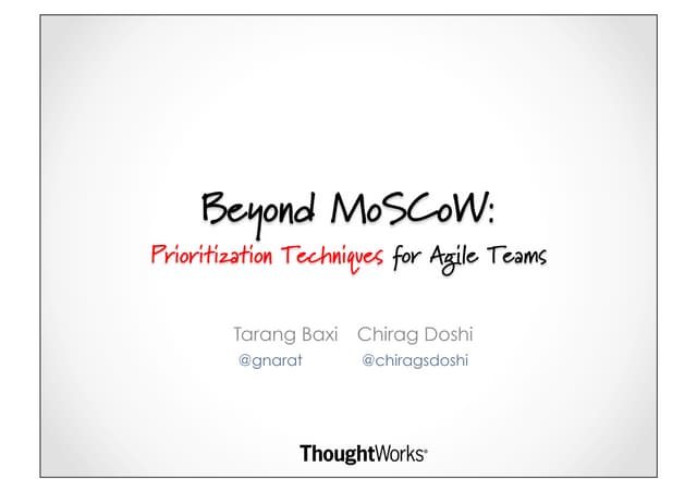 Prioritization Techniques for Agile Teams