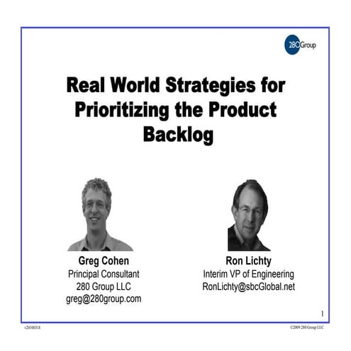 Prioritizing The Product Backlog AIPMM Webinar
