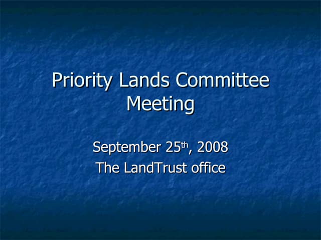 Priority Lands September 25 2008